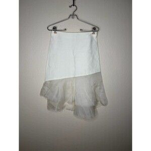 For Joseph designer White Linen Organza Skirt Sz 34 luxury coastal US 2